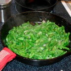 Close up of green beans & shallots